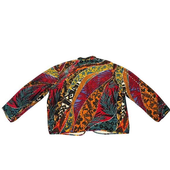 100% Silk Chico’s Woven Patterned Blazer 3/XL - Picture 3 of 3